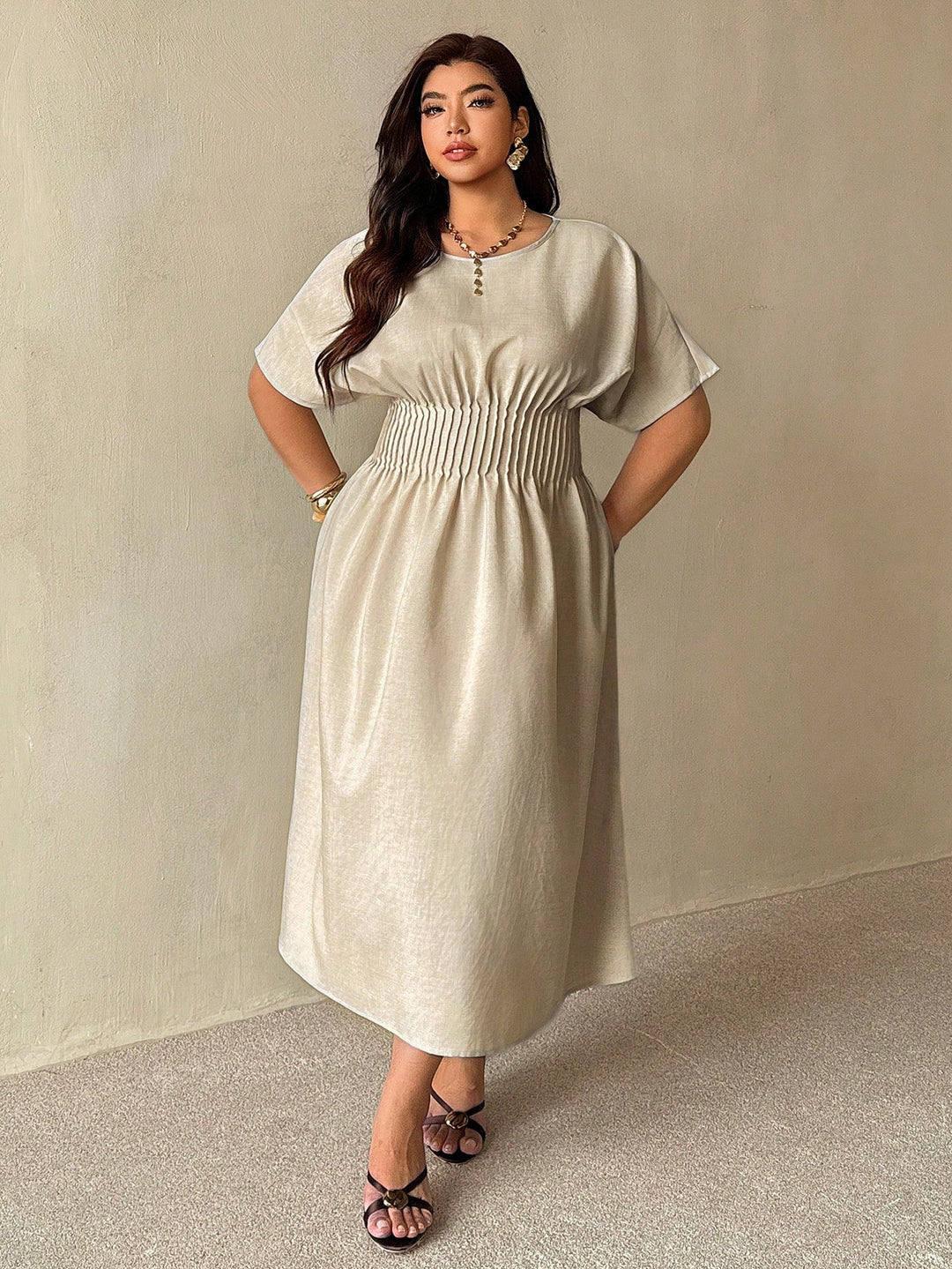 Rochie maxi SHEIN, bej