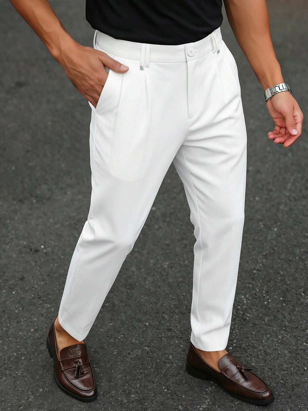Pantaloni SHEIN, alb