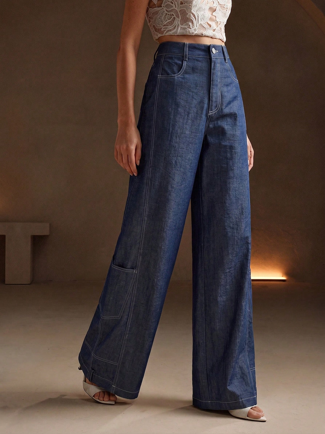Pantaloni SHEIN, albastru