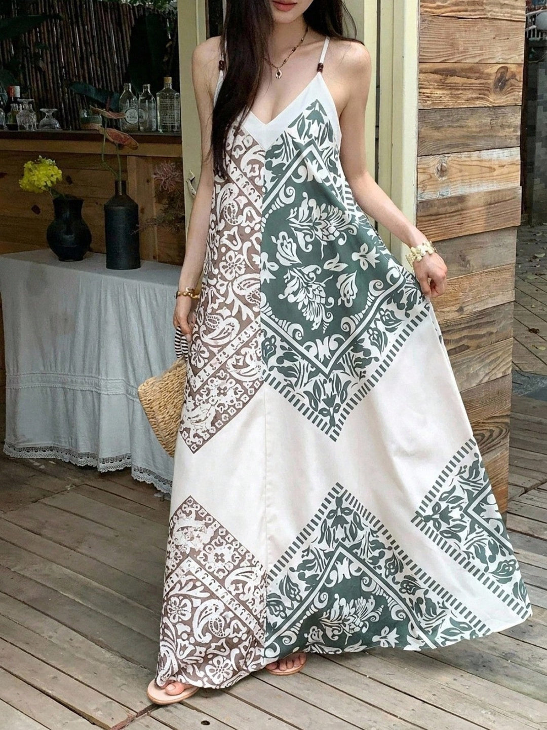 Rochie maxi SHEIN, kaki