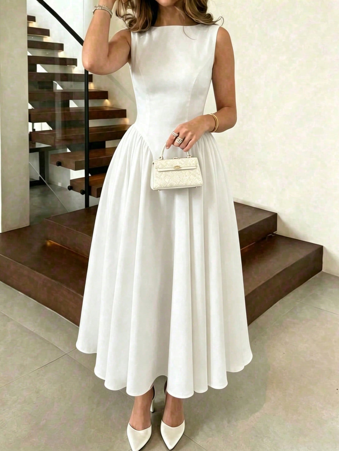 Rochie midi SHEIN, alb