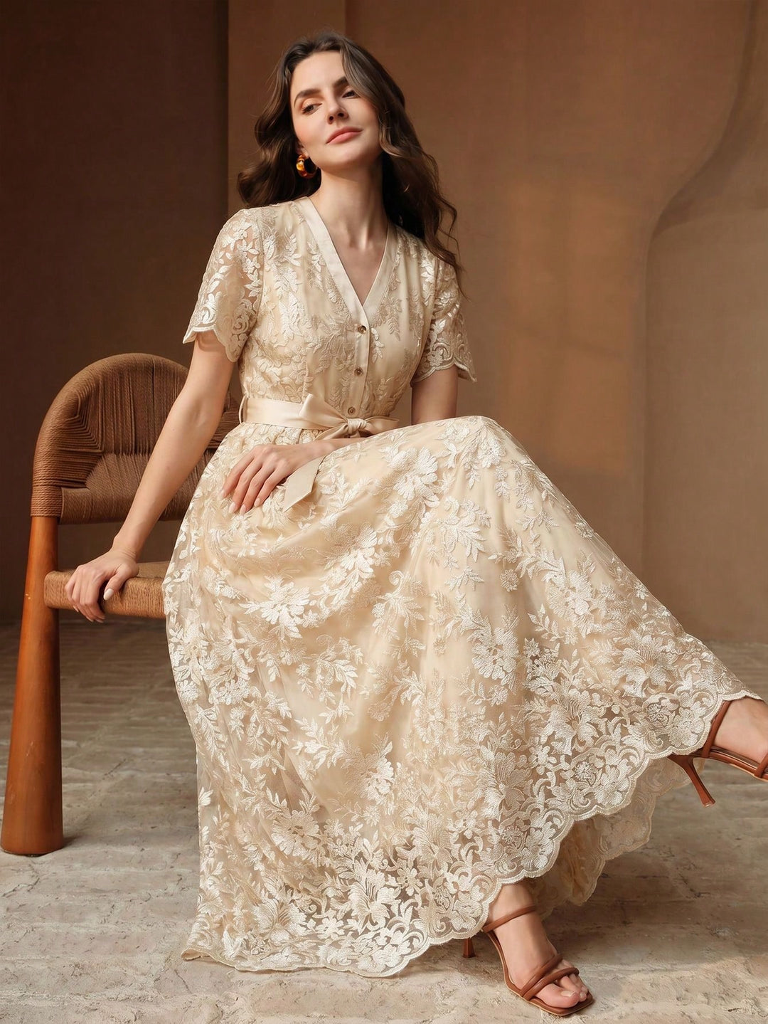 Rochie maxi SHEIN, bej