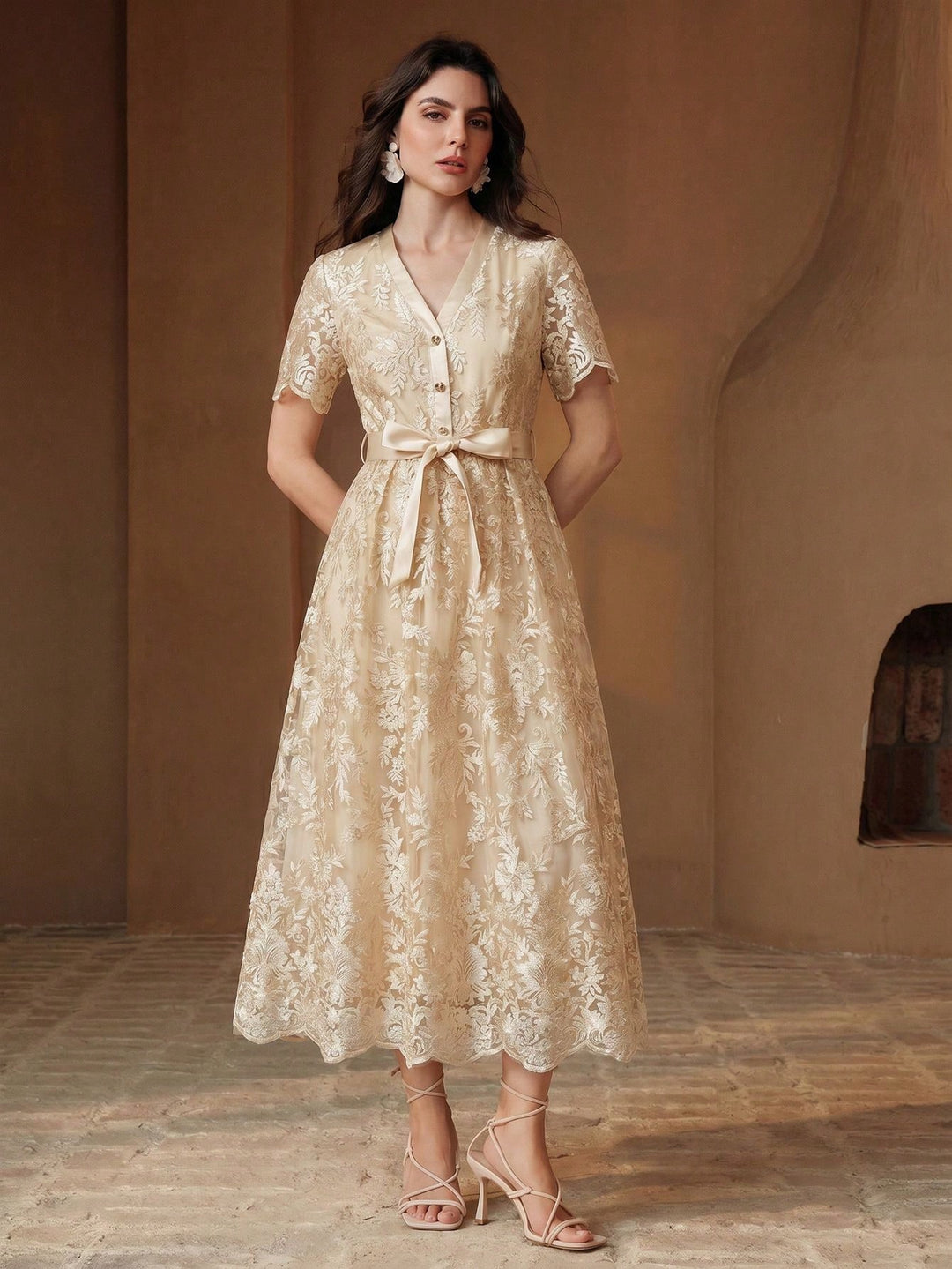 Rochie maxi SHEIN, bej