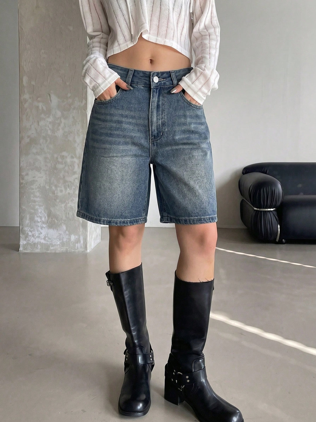 Pantaloni scurți SHEIN, albastru