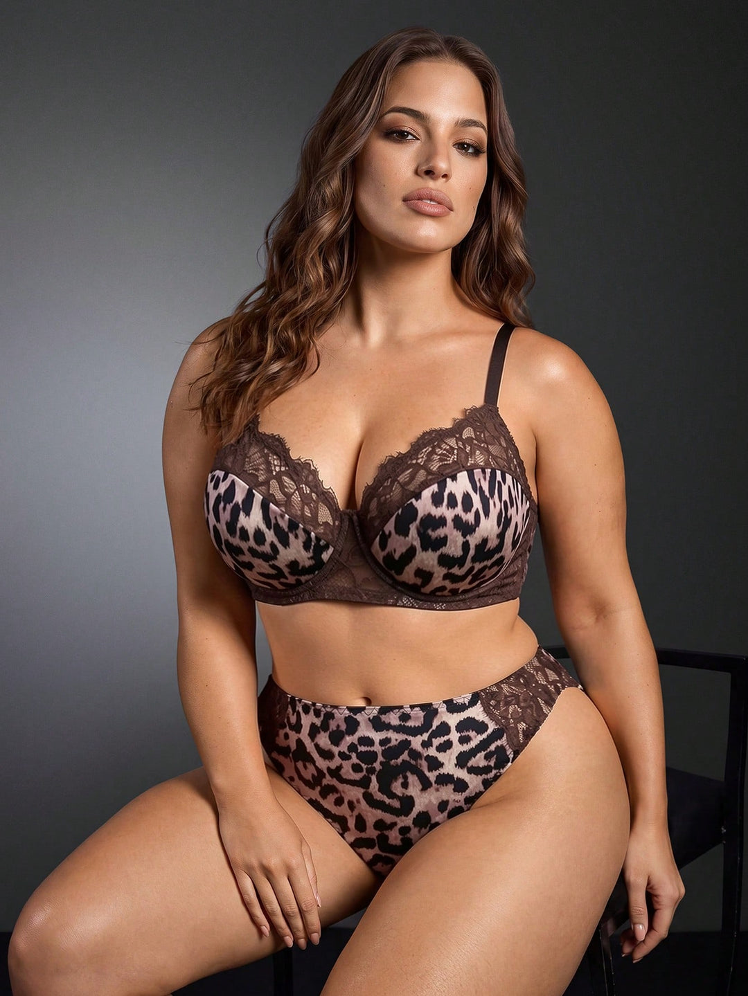 Set sutien și chilot SHEIN, maro