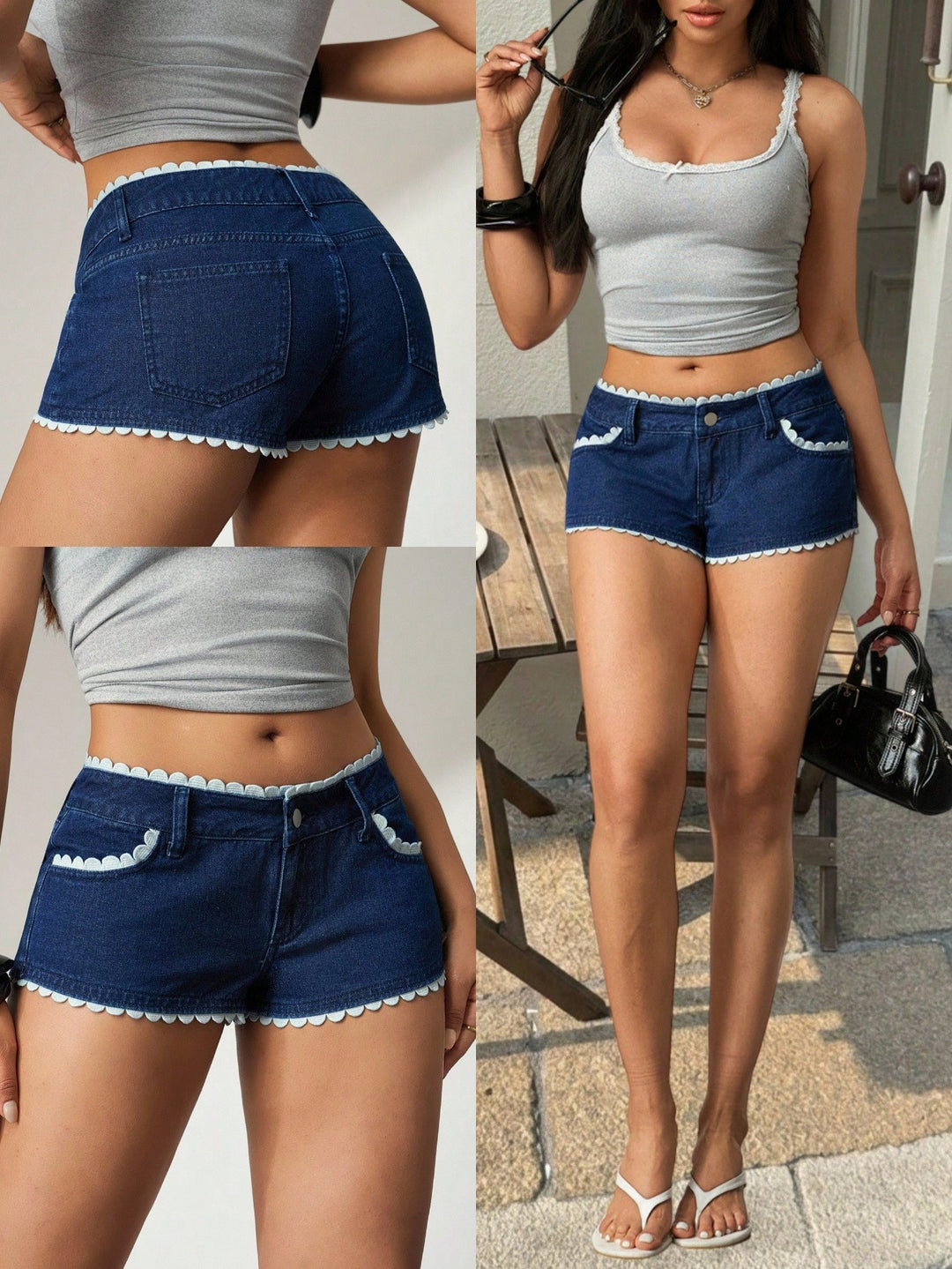 Pantaloni scurți SHEIN, albastru