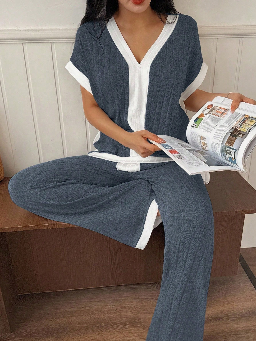 Set pijamale SHEIN, albastru