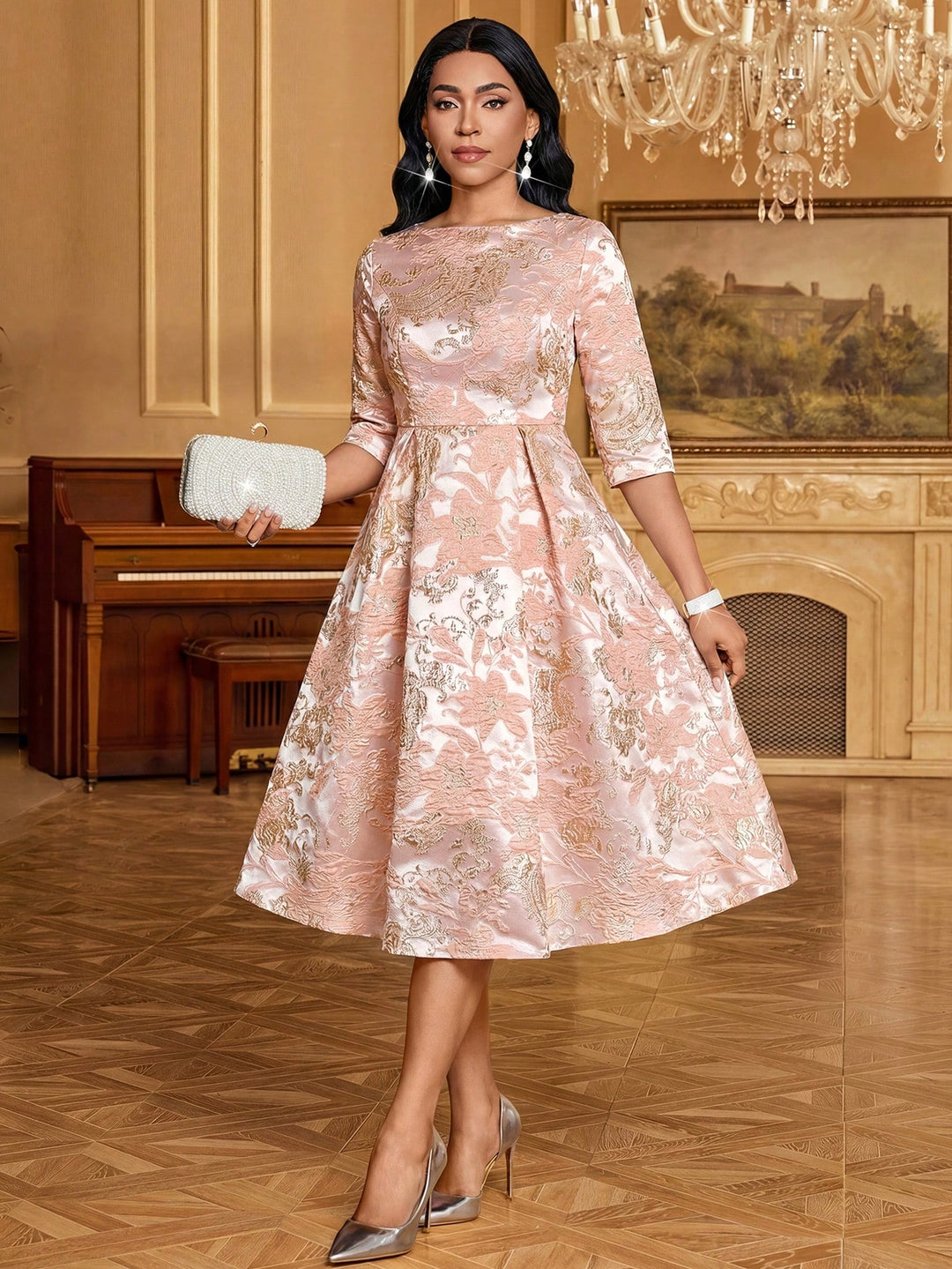 Rochie midi SHEIN, roz
