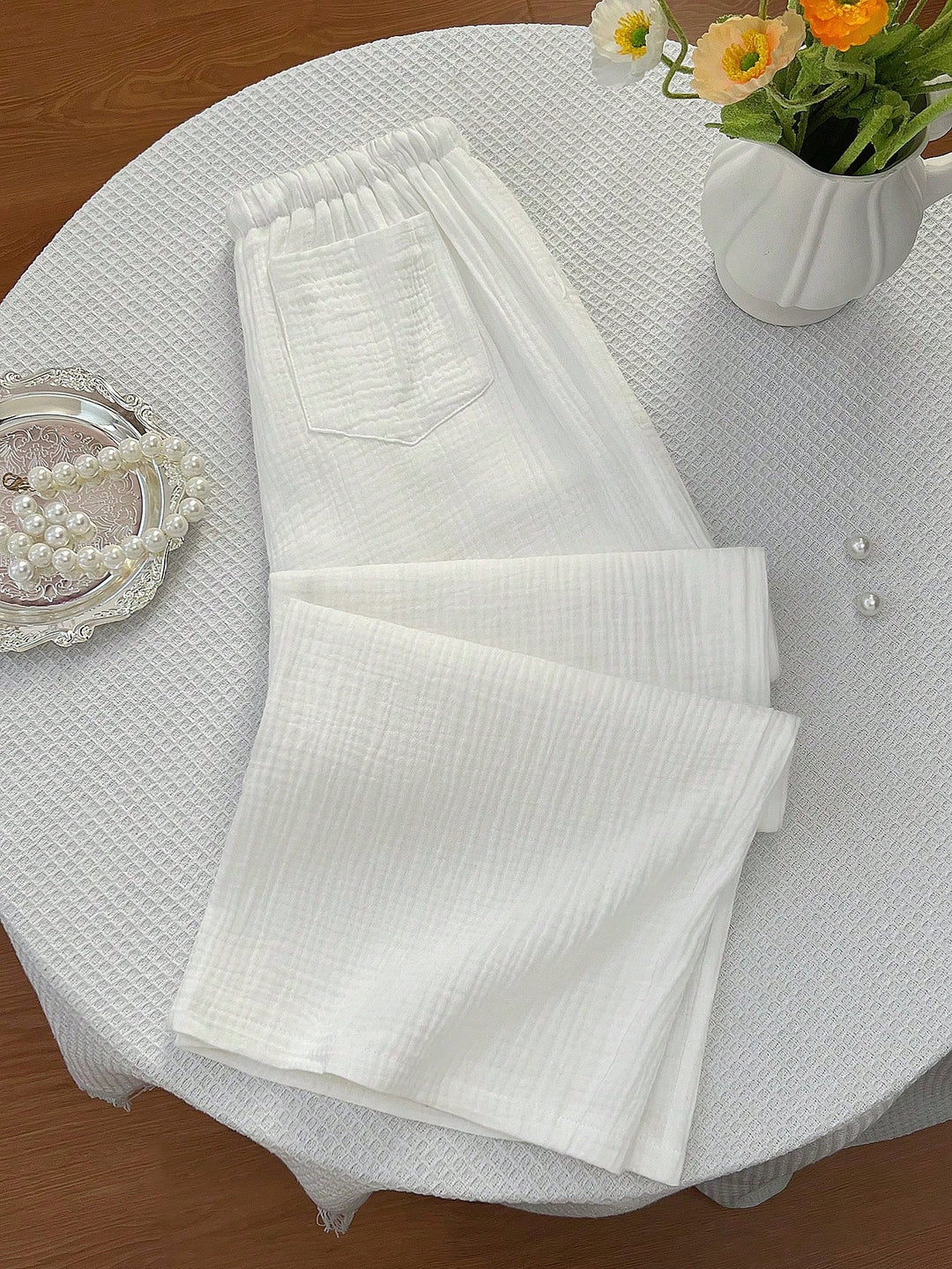 Pantaloni SHEIN, alb