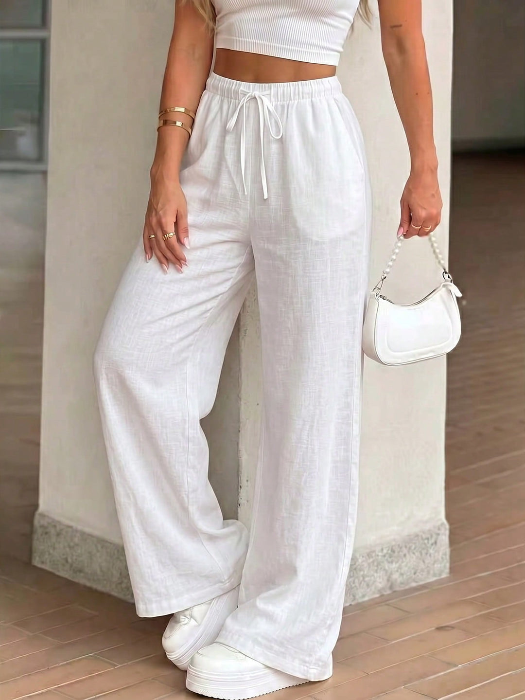 Pantaloni SHEIN, alb