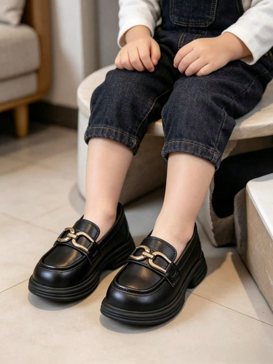 Pantofi fete loafers SHEIN, negru
