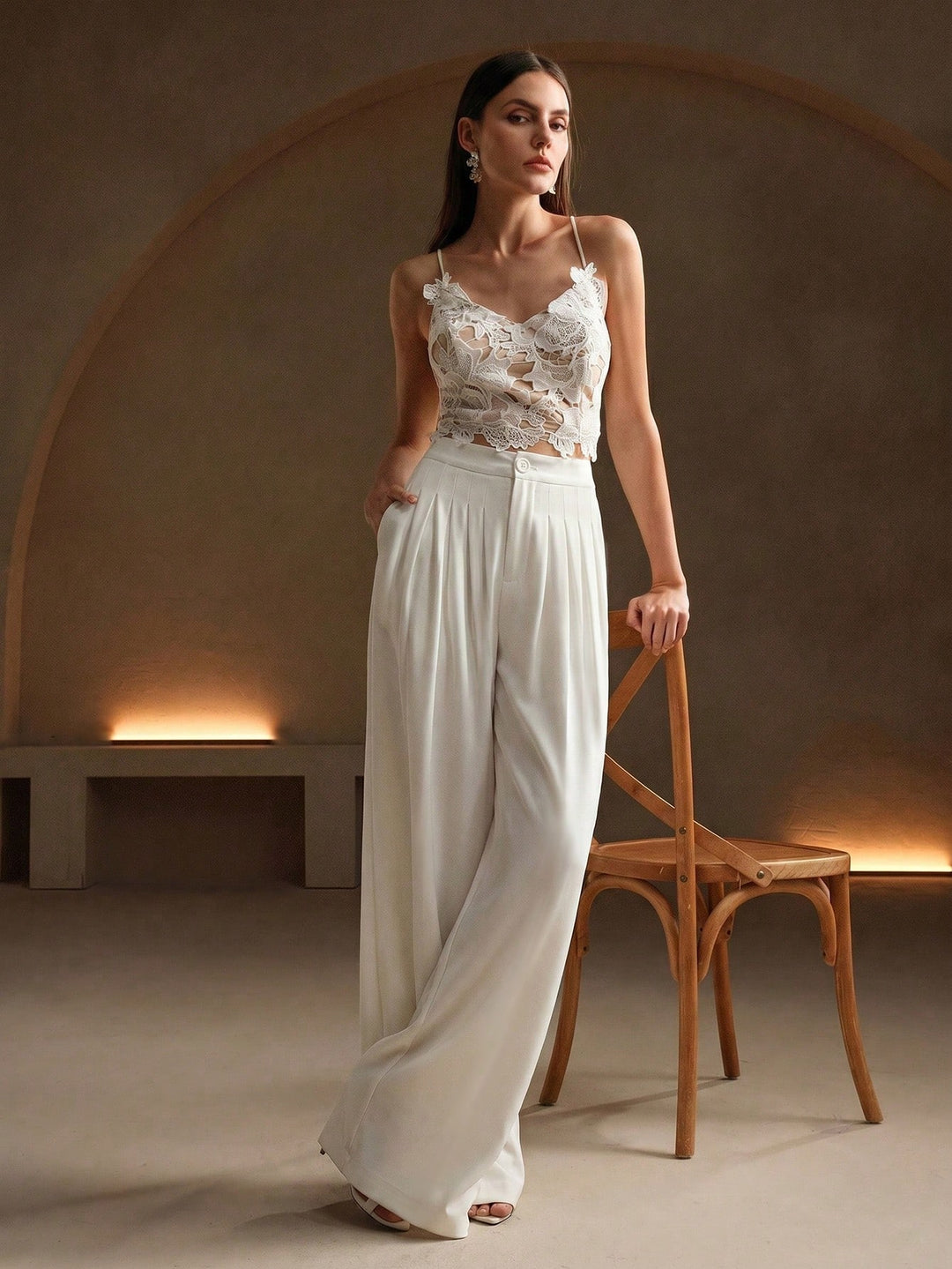 Pantaloni SHEIN, alb