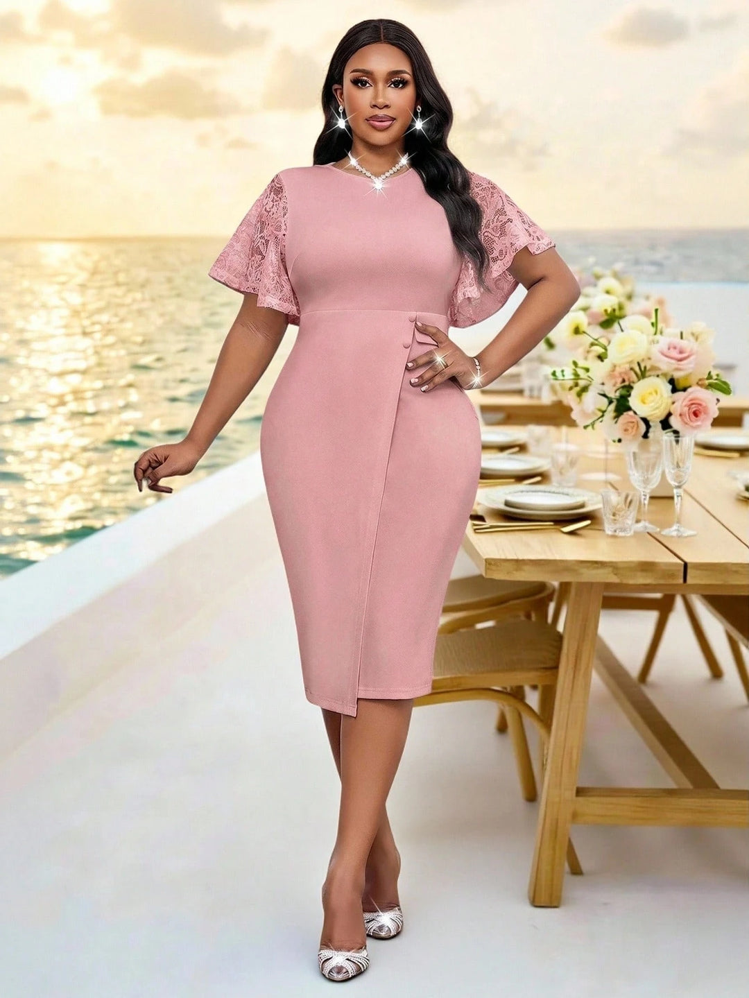 Rochie midi SHEIN, roz