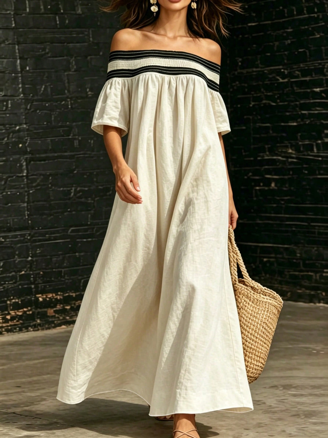Rochie maxi SHEIN, crem