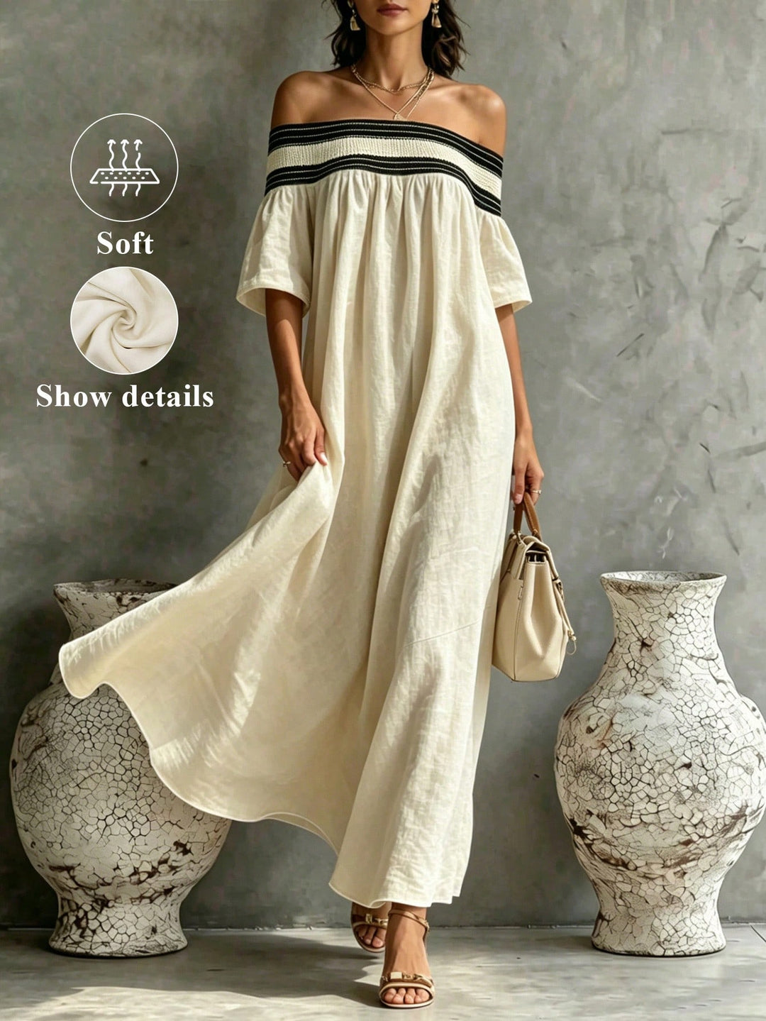 Rochie maxi SHEIN, crem