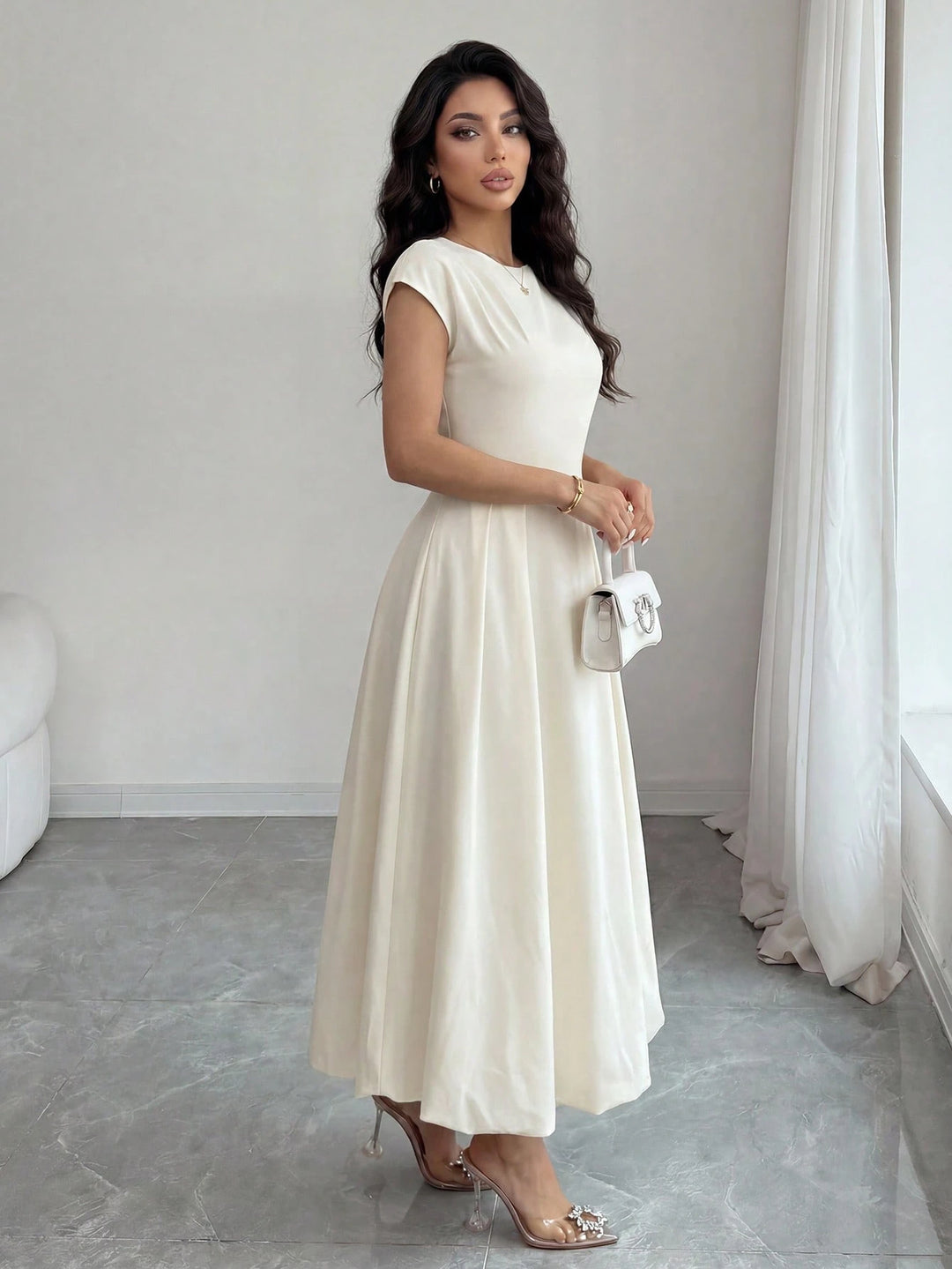 Rochie maxi SHEIN, crem