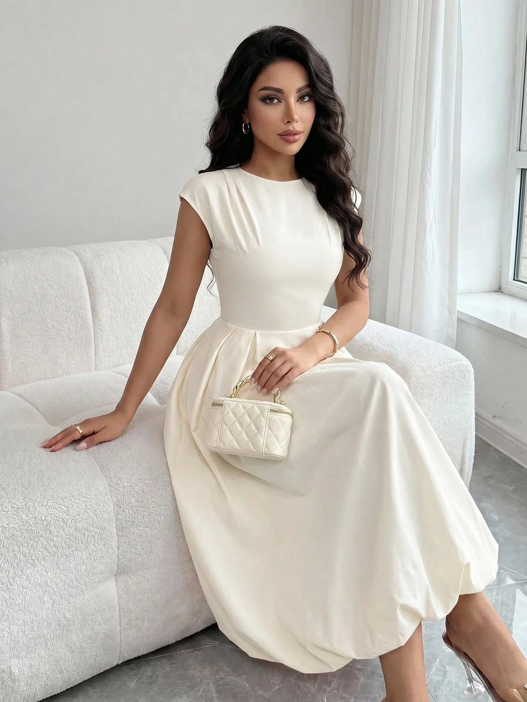 Rochie maxi SHEIN, crem