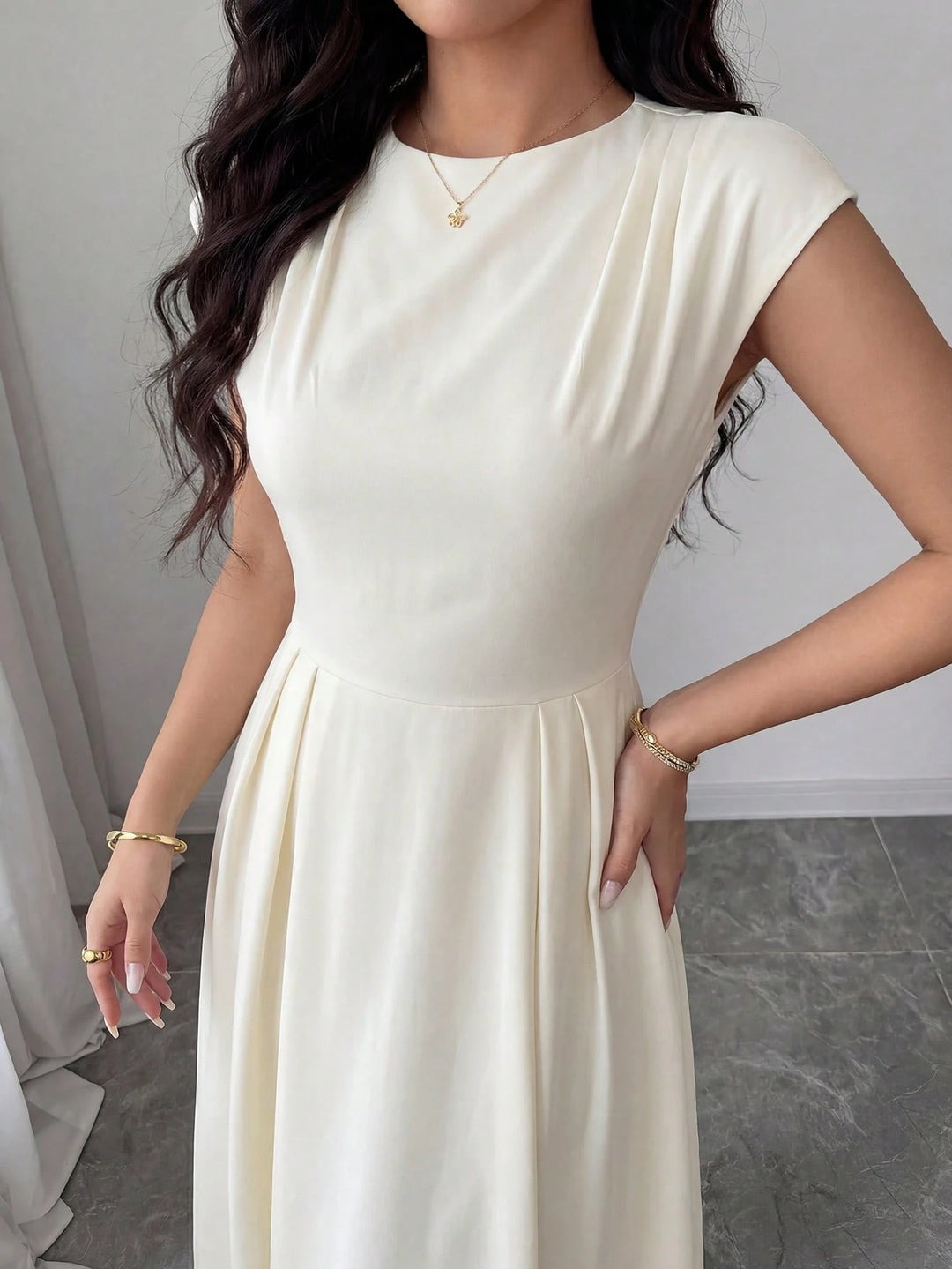 Rochie maxi SHEIN, crem