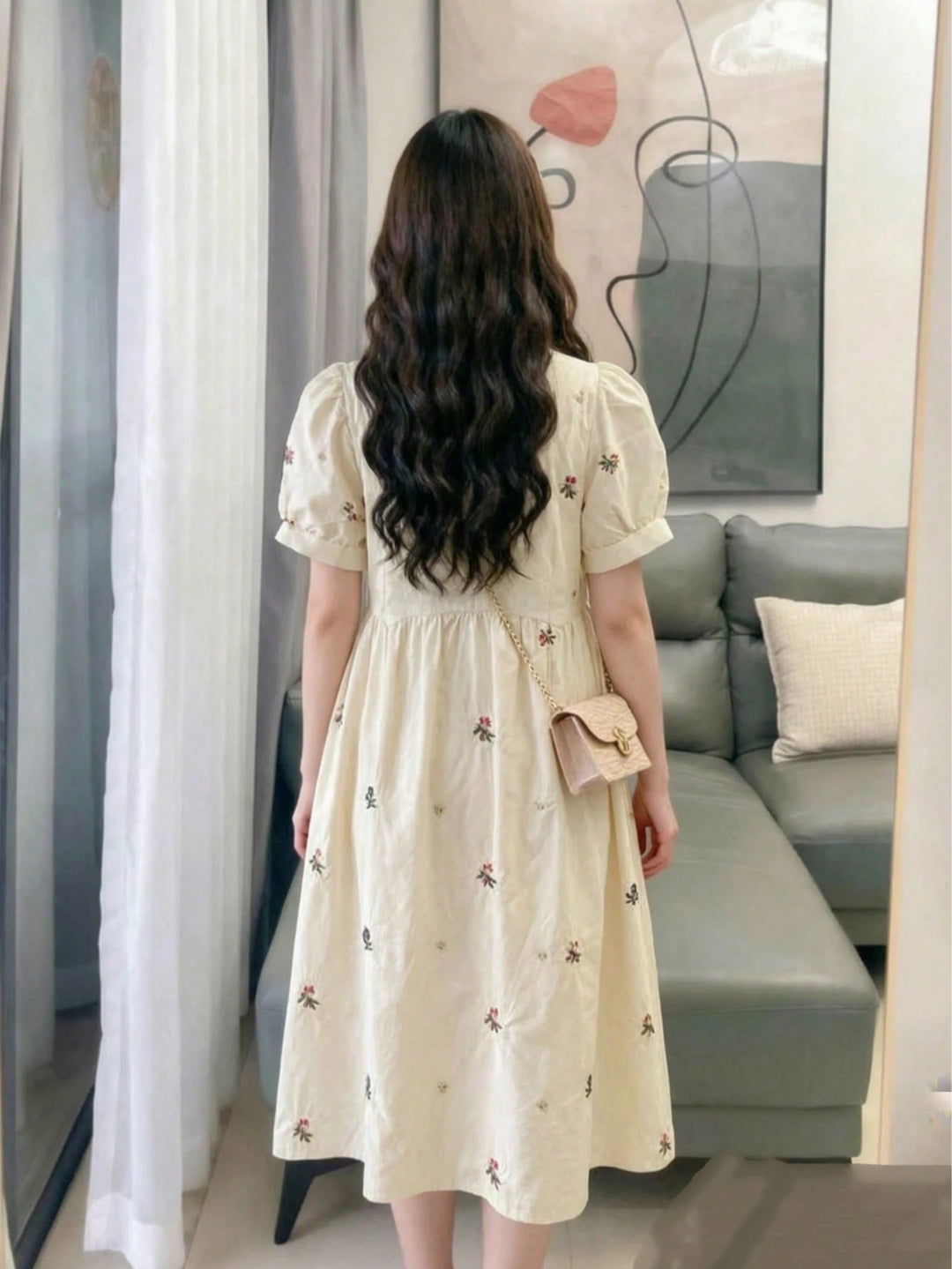 Rochie midi SHEIN, crem