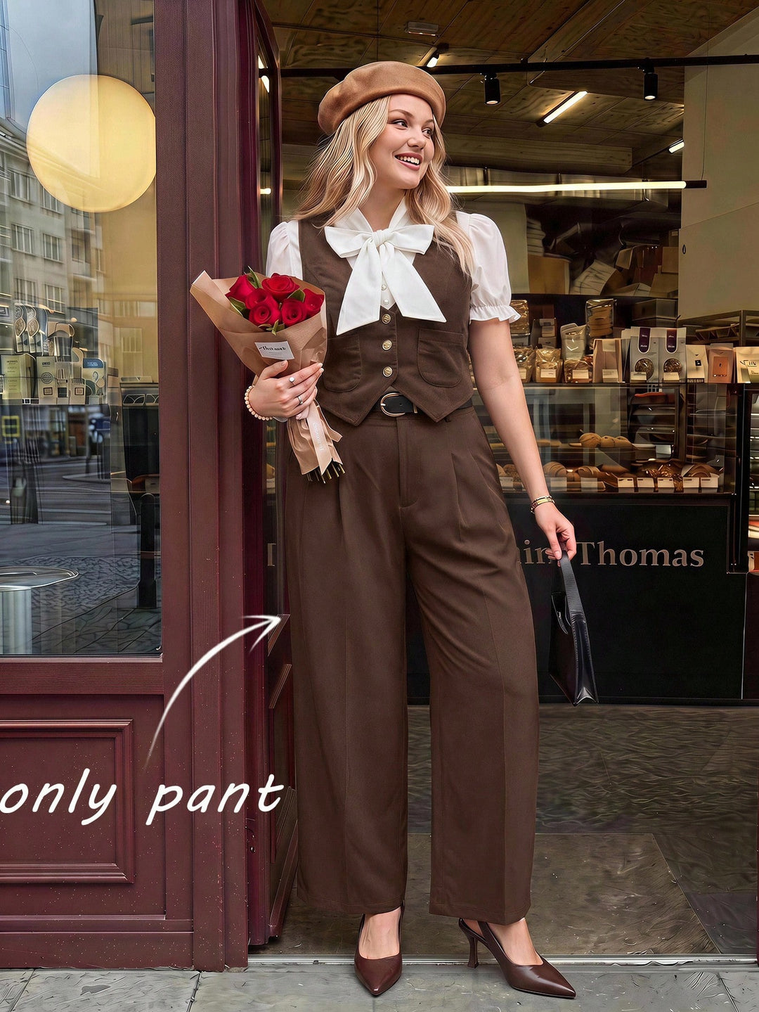 Pantalon de costum SHEIN, maro