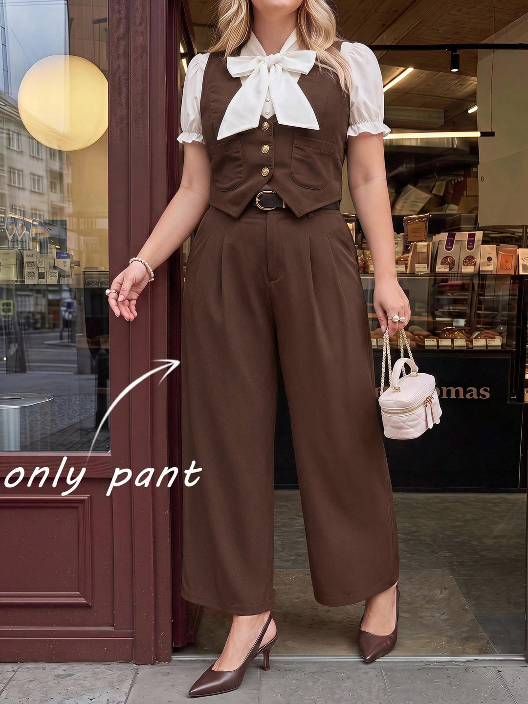 Pantalon de costum SHEIN, maro