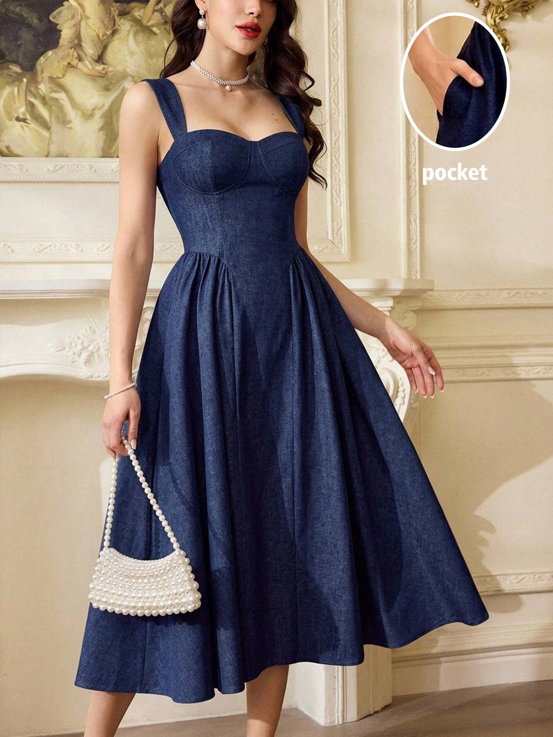 Rochie midi SHEIN, albastru