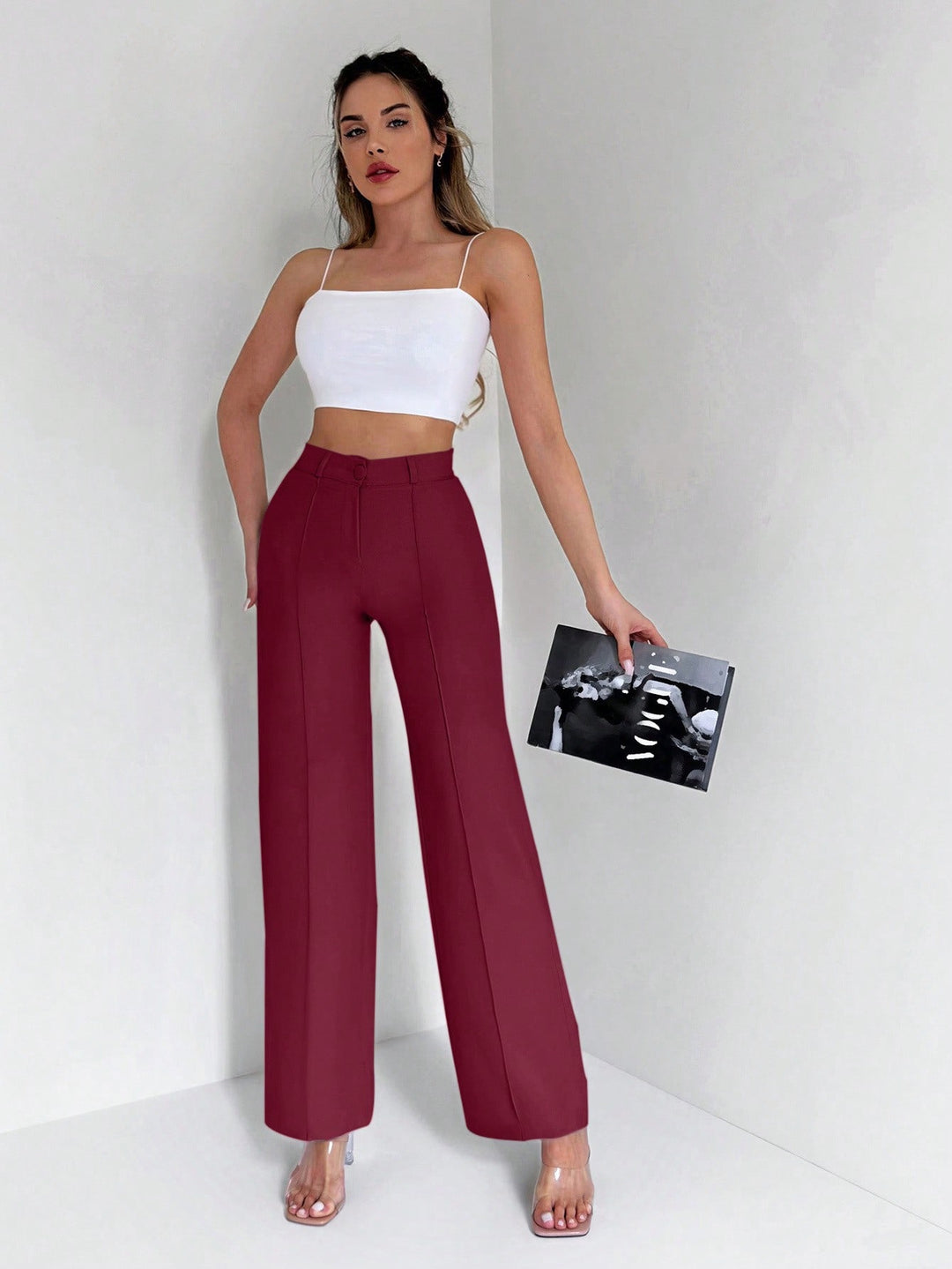 Pantalon SHEIN, vișiniu