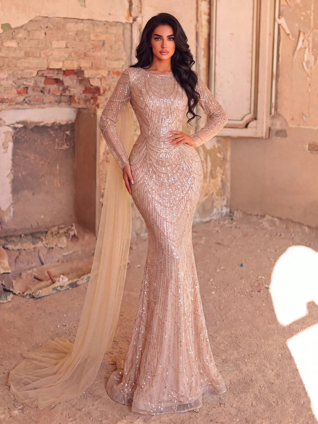 Rochie de ocazie SHEIN, bej