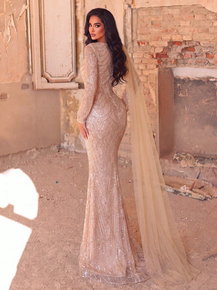 Rochie de ocazie SHEIN, bej