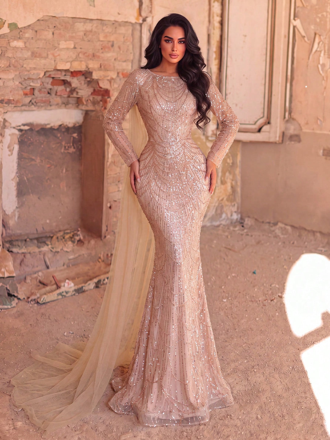 Rochie de ocazie SHEIN, bej