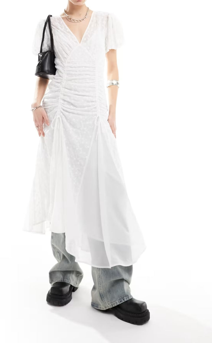 Rochie midi RECLAIMED VINTAGE , alb