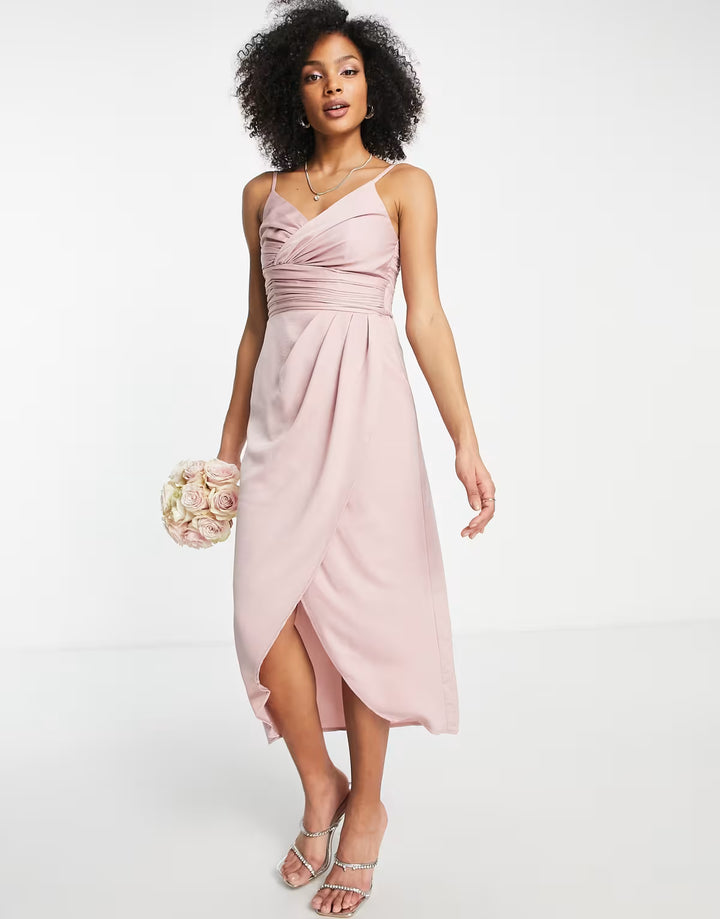 Rochie midi ASOS, roz