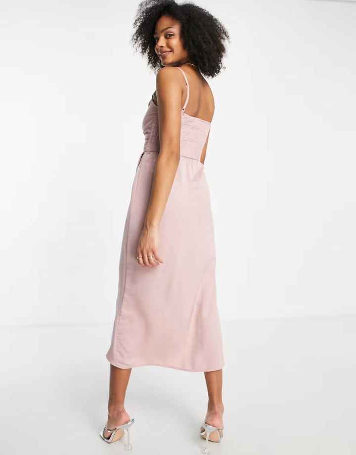 Rochie midi ASOS, roz