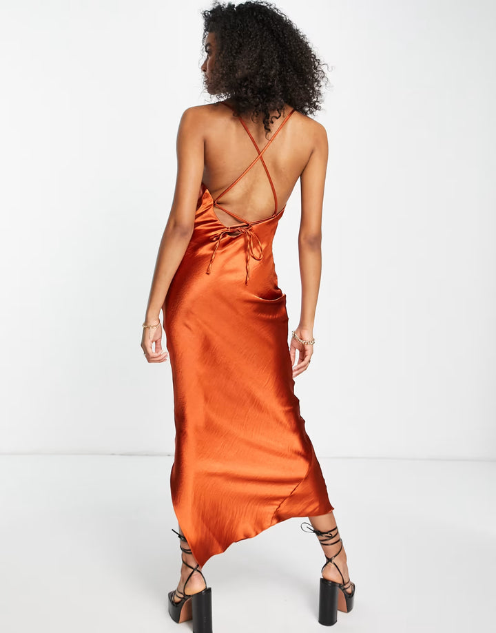 Rochie midi ASOS, cărămiziu