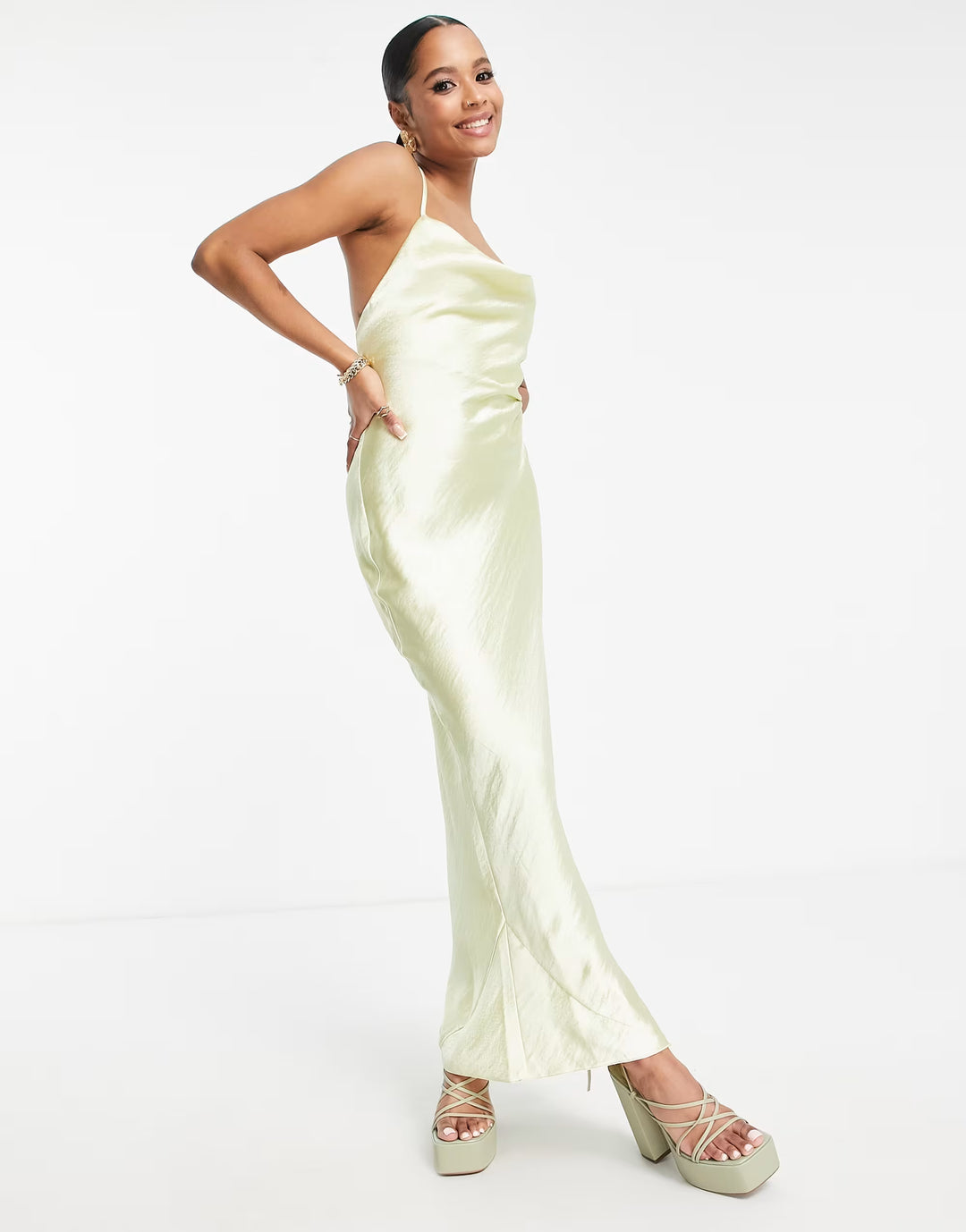 Rochie maxi ASOS, crem