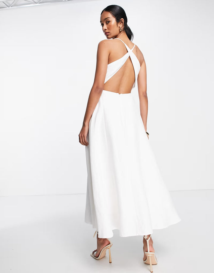 Rochie midi ASOS, alb