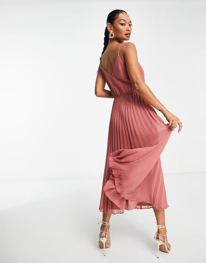 Rochie midi ASOS, cărămiziu