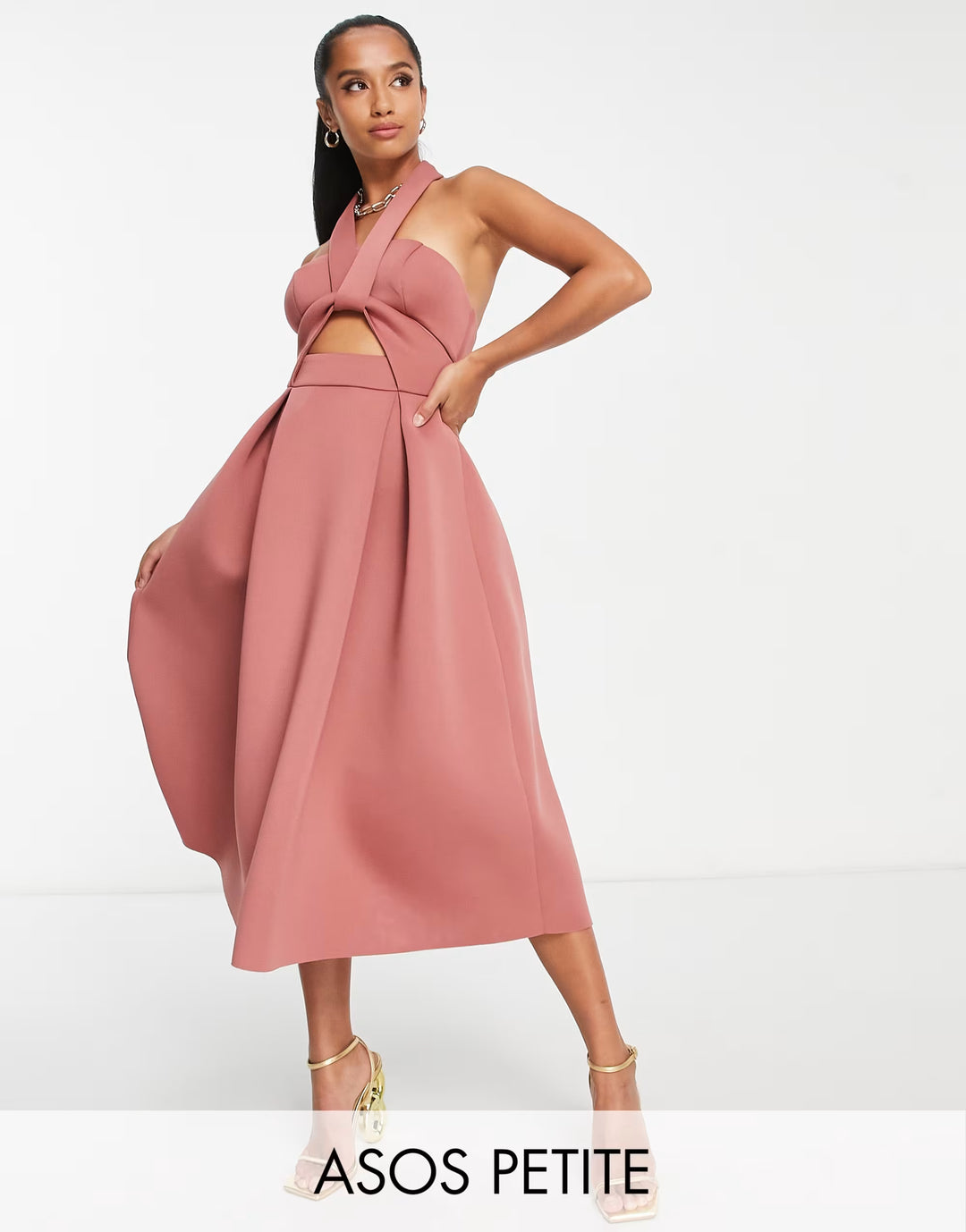 Rochie midi ASOS, roz