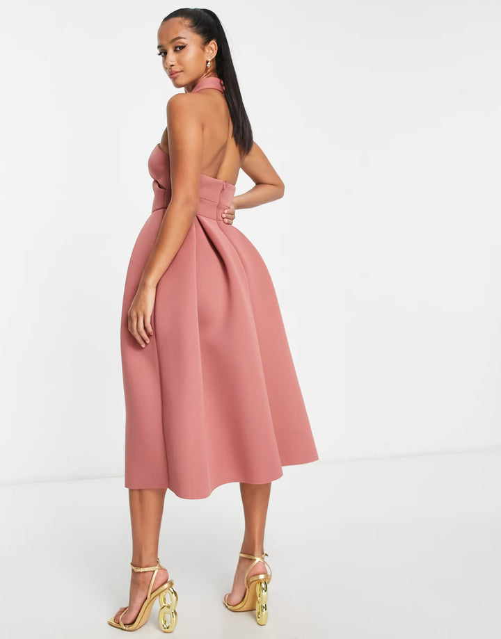Rochie midi ASOS, roz
