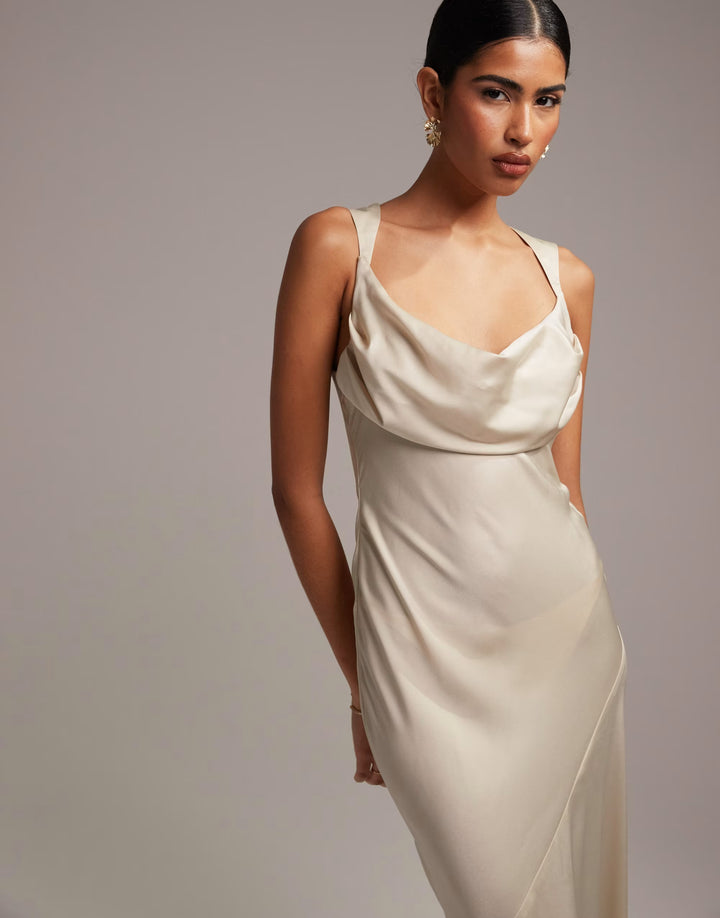Rochie maxi ASOS, bej