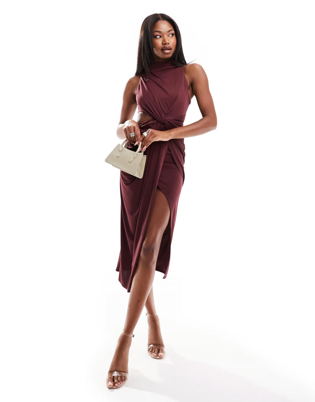 Rochie midi ASOS, vișiniu