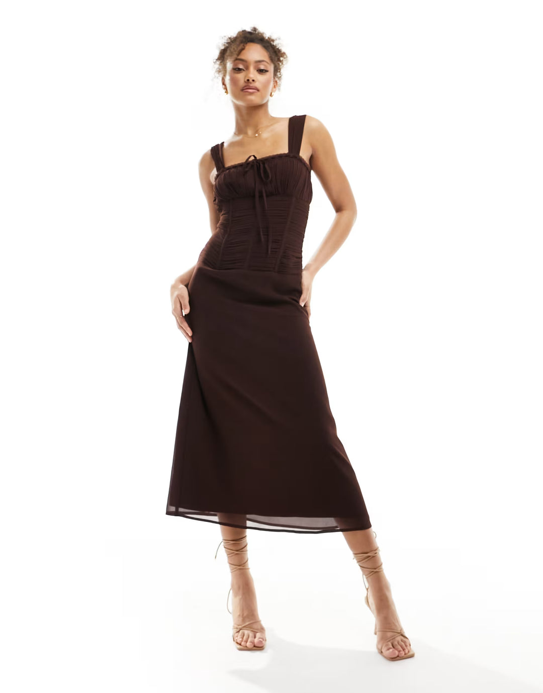 Rochie midi ASOS, maro