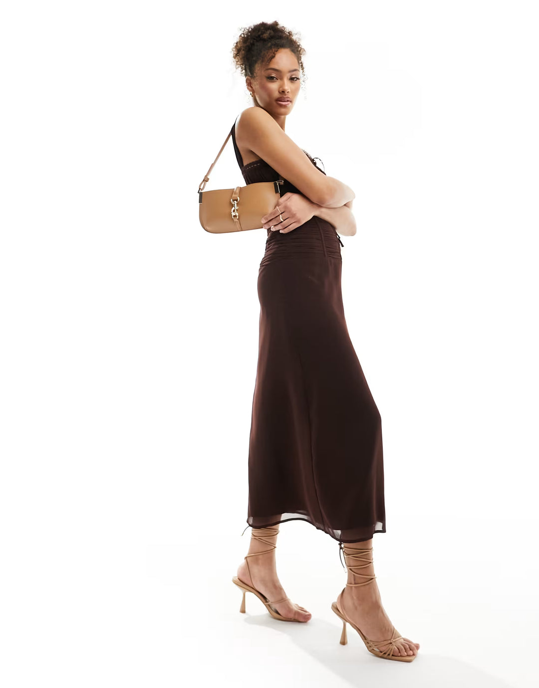 Rochie midi ASOS, maro