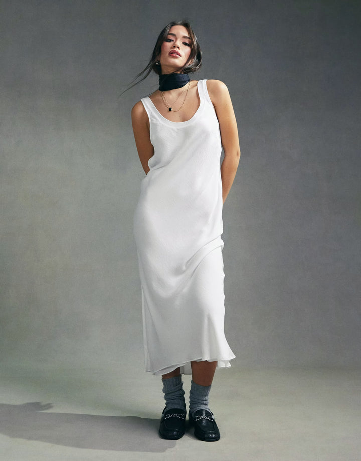 Rochie midi ASOS, alb