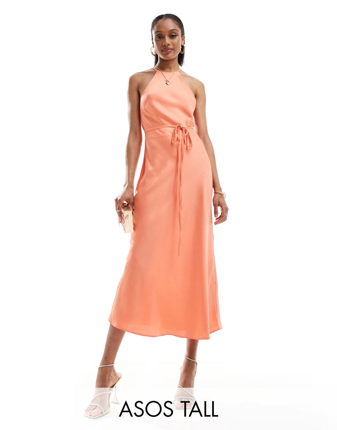 Rochie midi ASOS, portocaliu