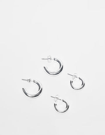 Set cercei Pieces, argintiu