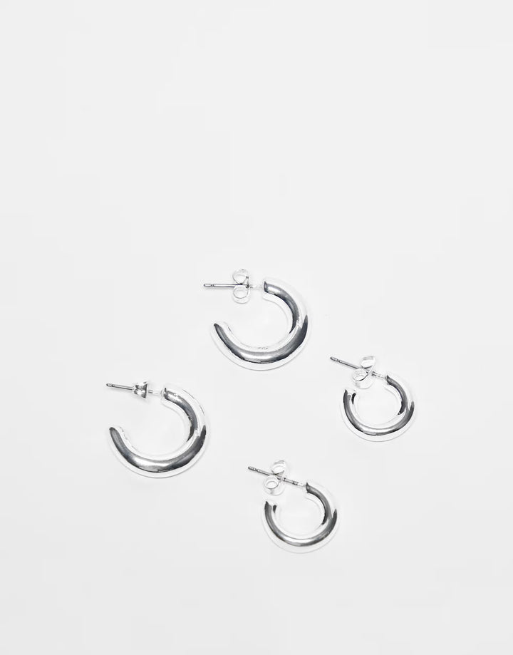 Set cercei Pieces, argintiu