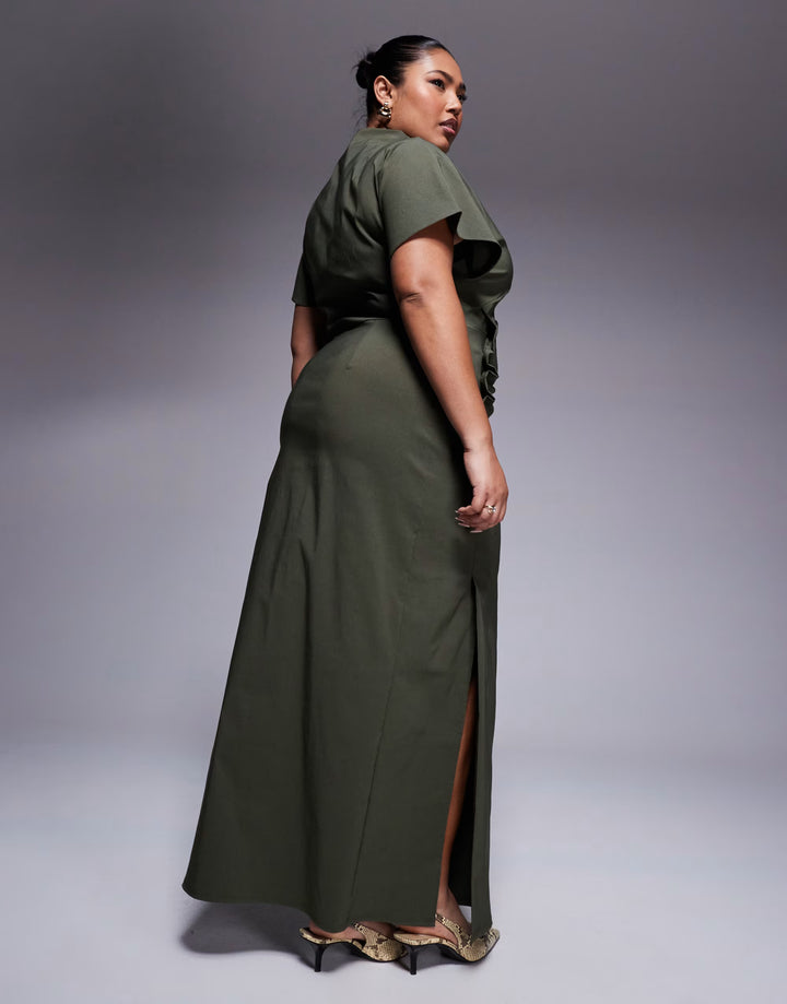 Rochie maxi ASOS, kaki