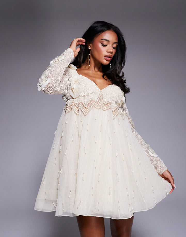 Rochie de ocazie ASOS, crem
