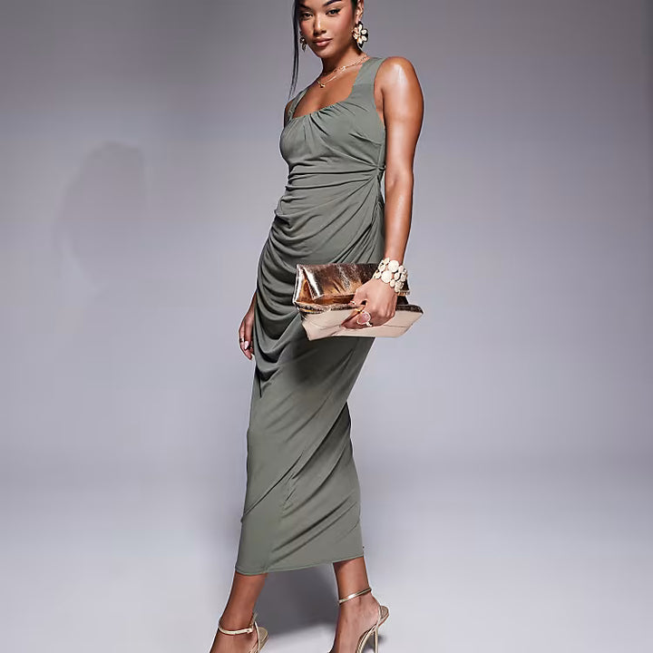 Rochie maxi ASOS, kaki